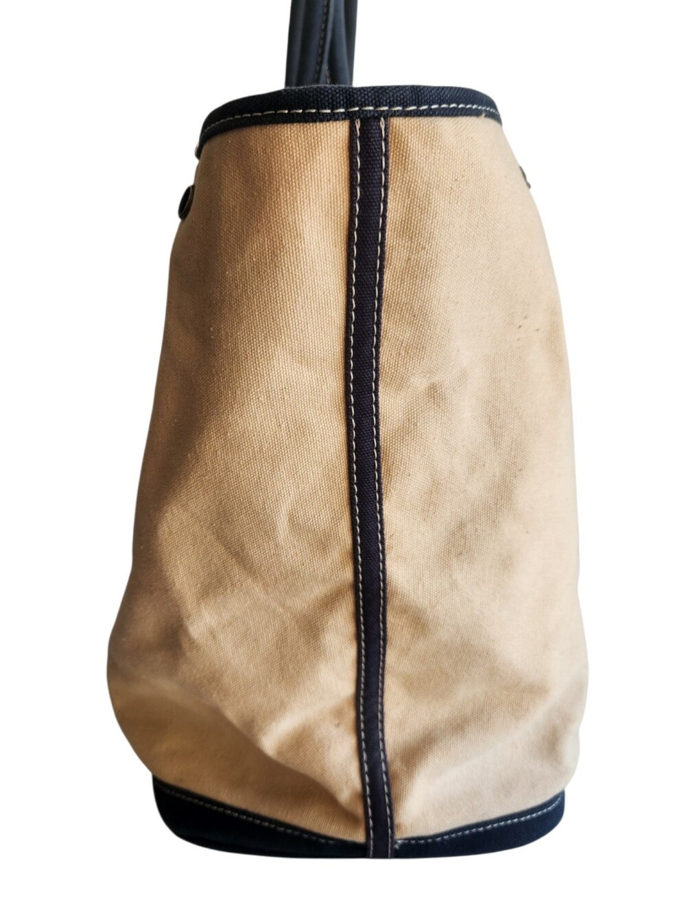 Vintage J. Crew Montauk Large Canvas Tote Natural Navy - Picture 7 of 16